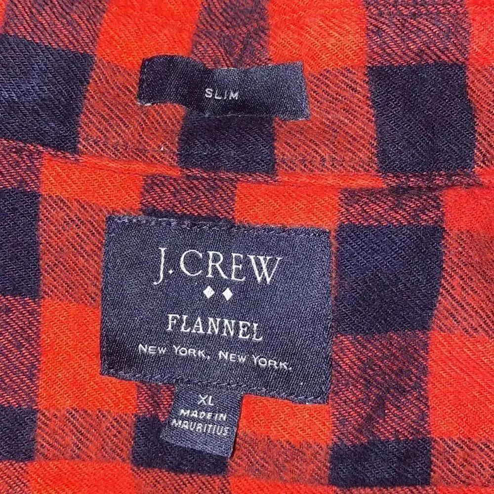 ✨2xHP✨J.Crew Slim Flannel Red Black Buffalo Plaid Shirt✨
